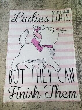 Disney Stripe Pink/White Aristocats Marie Throw Blanket Cat Soft Fleece